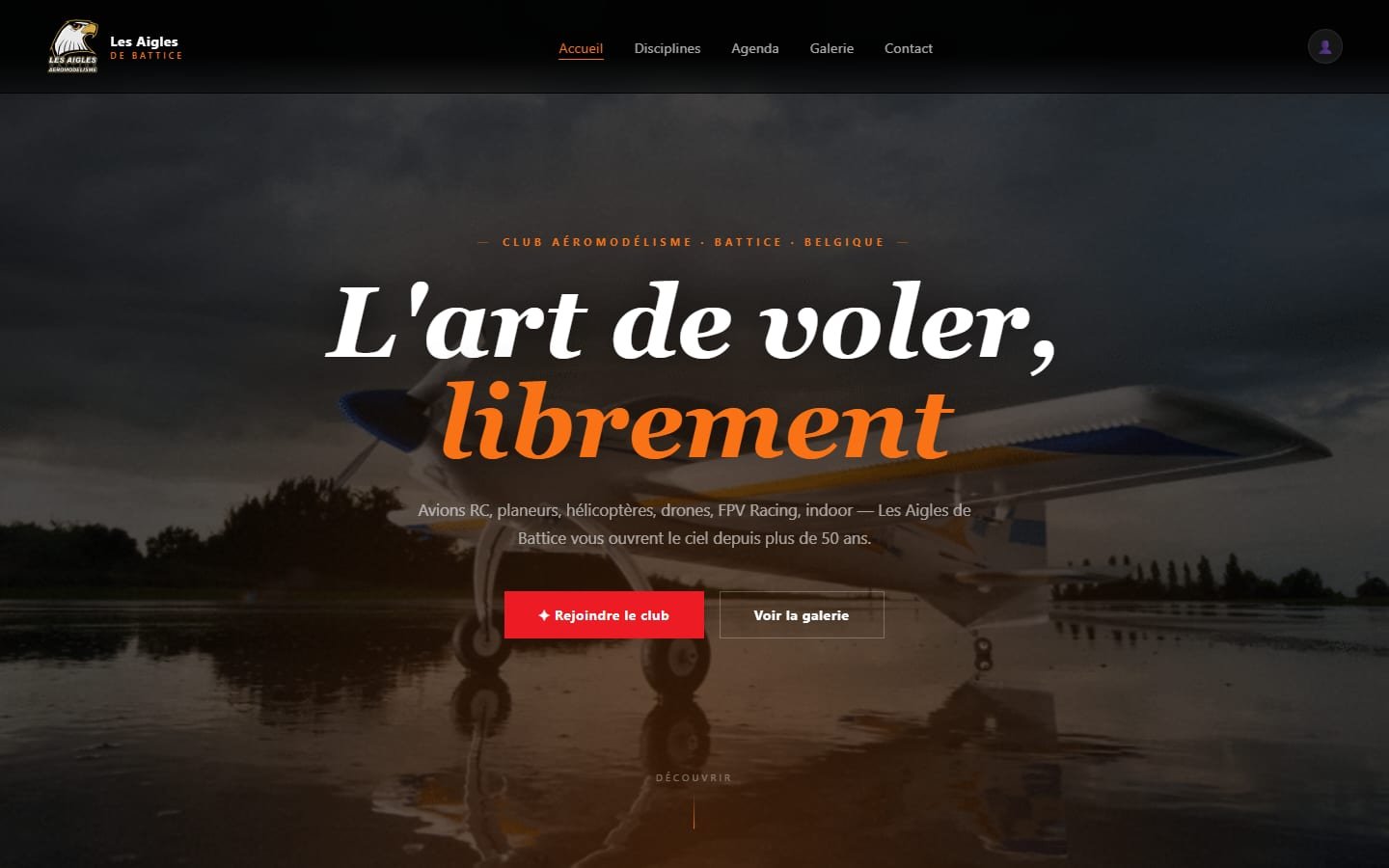 Page d'accueil du site lesaigles.be